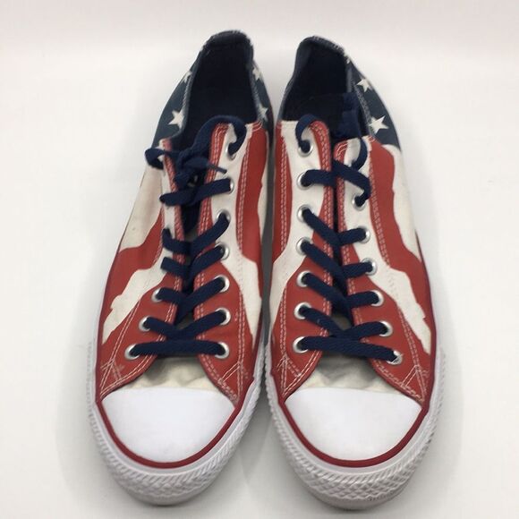 Men’s American Flag Patriotic Red White and Blue Converse Chucks Size 11.5 M - Picture 2 of 16